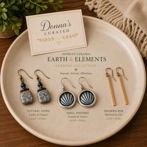 Donna's Curated Earth & Elements 3 Pair Earring Collection Boho Coastal Modern